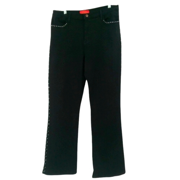 NYDJ Vintage Flared Jeans Women's 16 Black Rhinestone Embellished High Rise - Picture 1 of 11